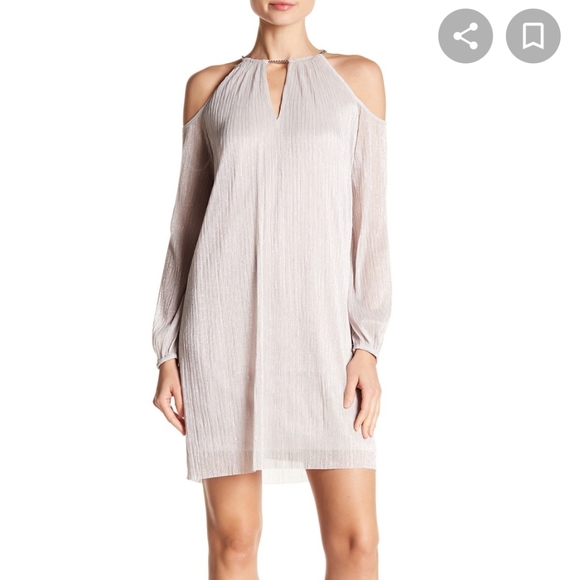 London Times Dresses & Skirts - LONDON TIMES Dress Pink Silver Cold Shoulder Mini Size 8